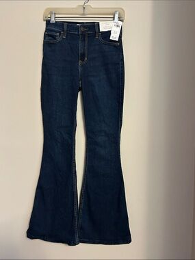 Hollister high rise flare bottom denim blue jeans  size 0 (s) new with tags
